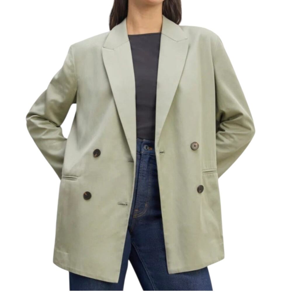 Everlane Double Breasted Buttersmooth Blazer Seagrass Green Oversized‎ Small 4
